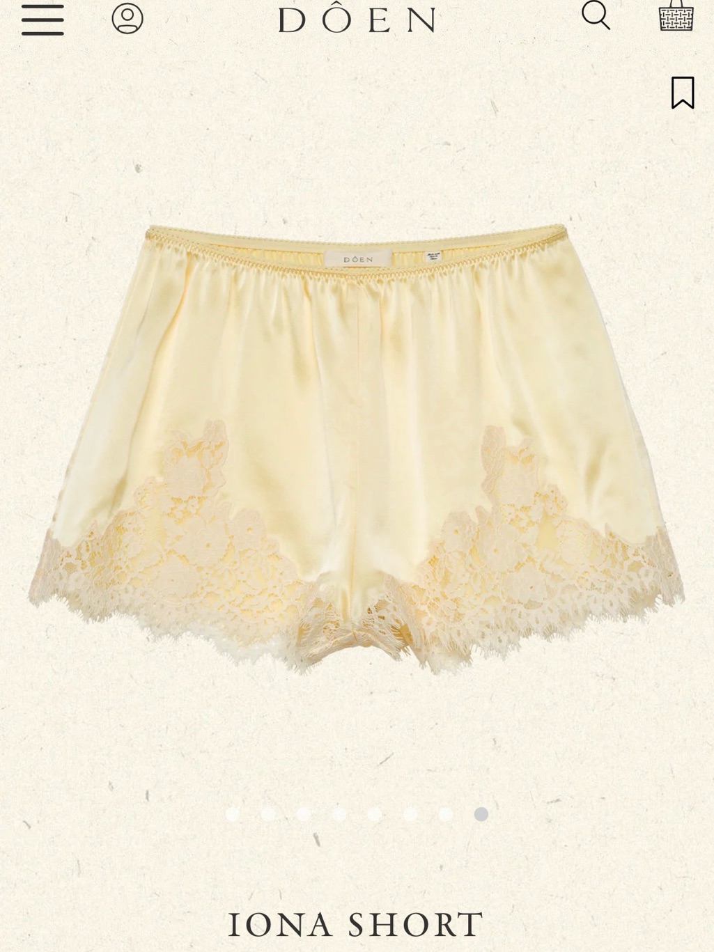 Doen Iona Satin Lace-Trim Sleep Short In Pale Yellow